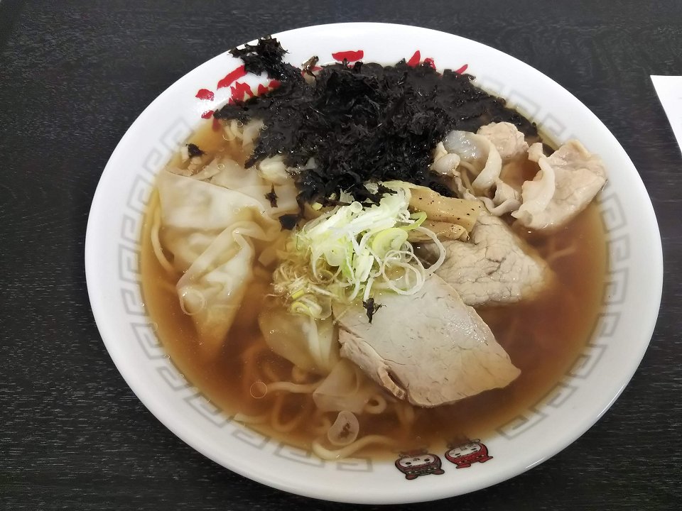米の娘ぶたしゃぶ肉ワンタンメン(\1050)+日本海岩のり(\100)